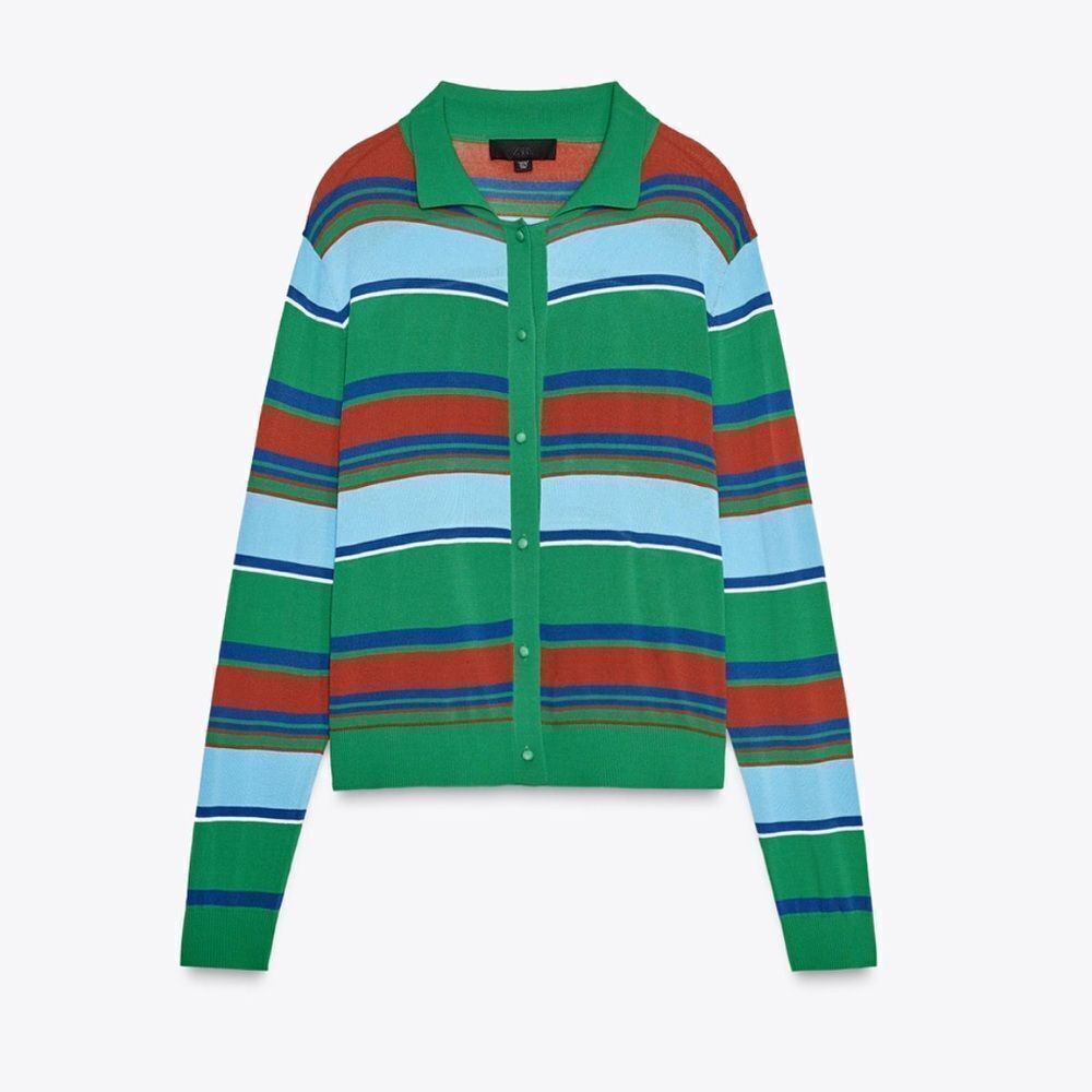 Zara Stripe Multicolored Button Down Cardigan(Size Small)